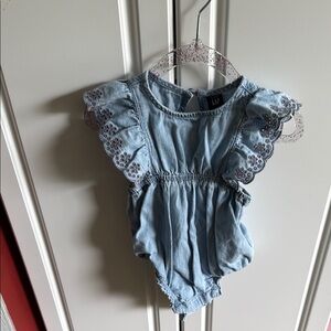 GAP Baby Denim Eyelet Romper